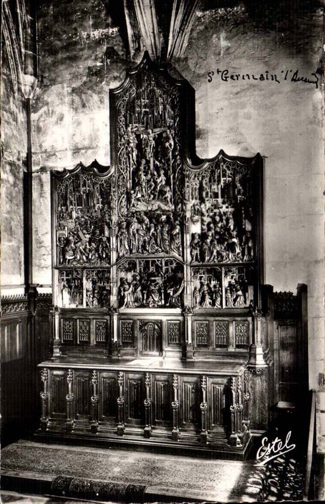 Auxerre - Eglise St Germain L'Auxerois Celebre retable Flamand bois sculpte - CPA 