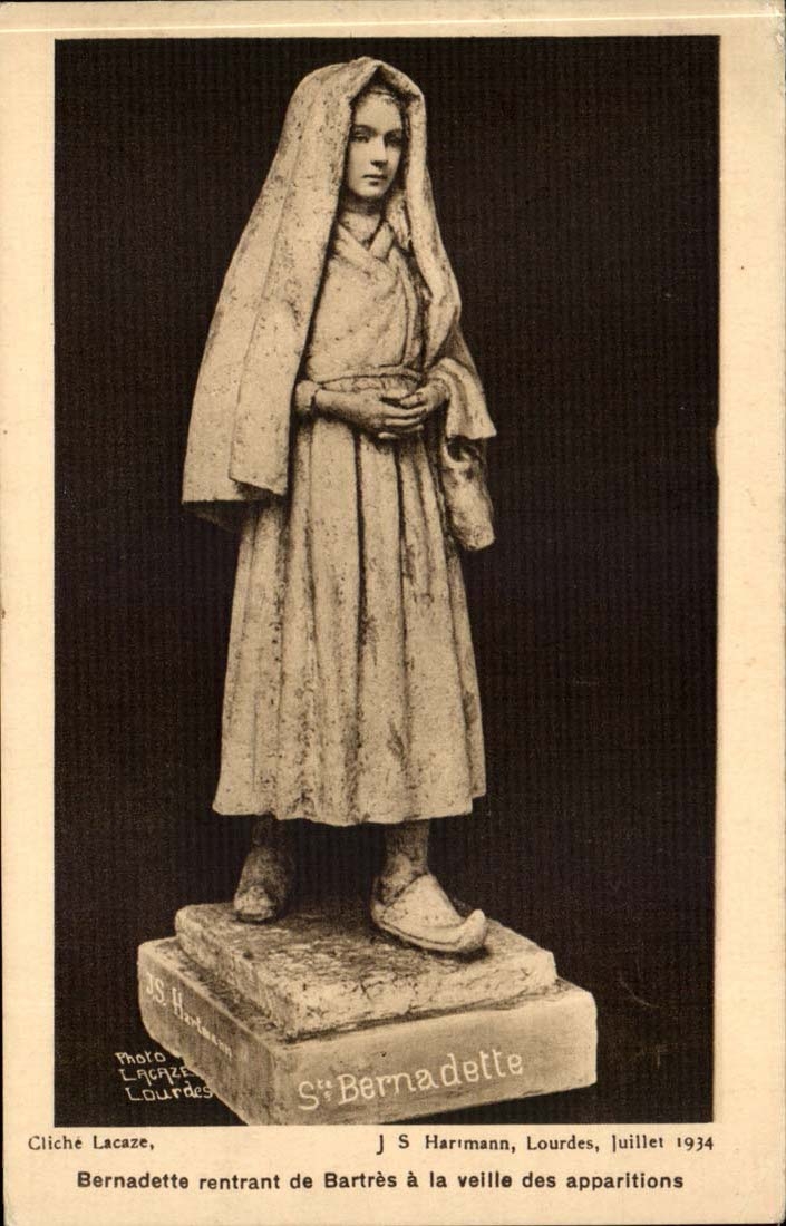 Sculpture - ourdes - Ste Bernadette de Bartres a la vieile apparitions - CPA 