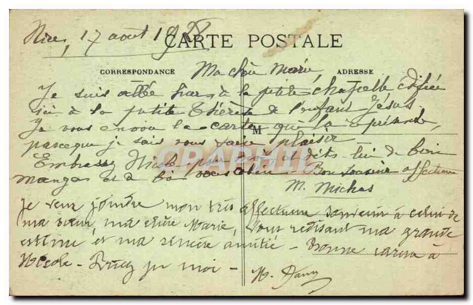 Nice - sanctuarie de Saint Therese En ele me cachant sans cesse jesus - CPA  — Rückseite
