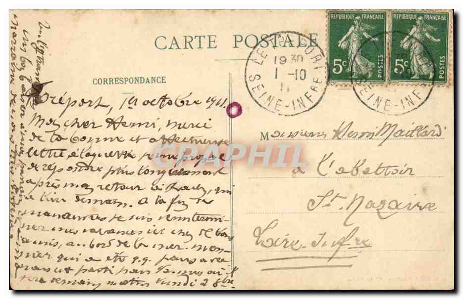 Le Treport - Vue Prise du Haut de la Falaise - CPA  — Rückseite