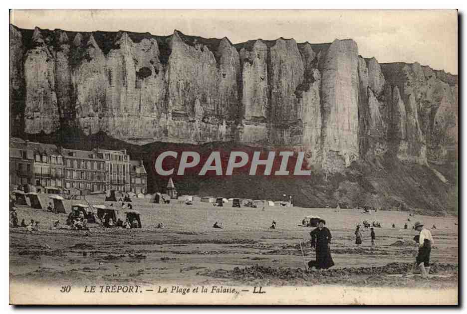Le Treport - La Plage et la Falaise - CPA 