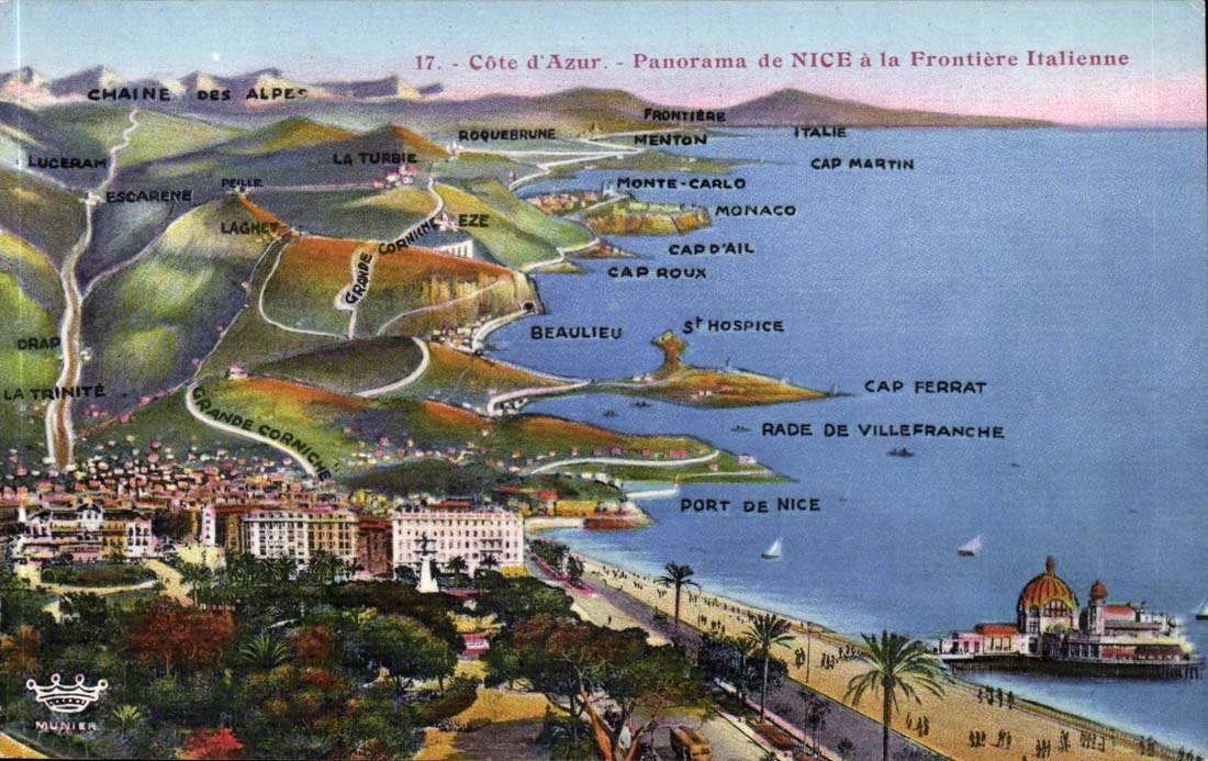 Nice - Panorama de Nice a la frontiere Italienne -CPA 