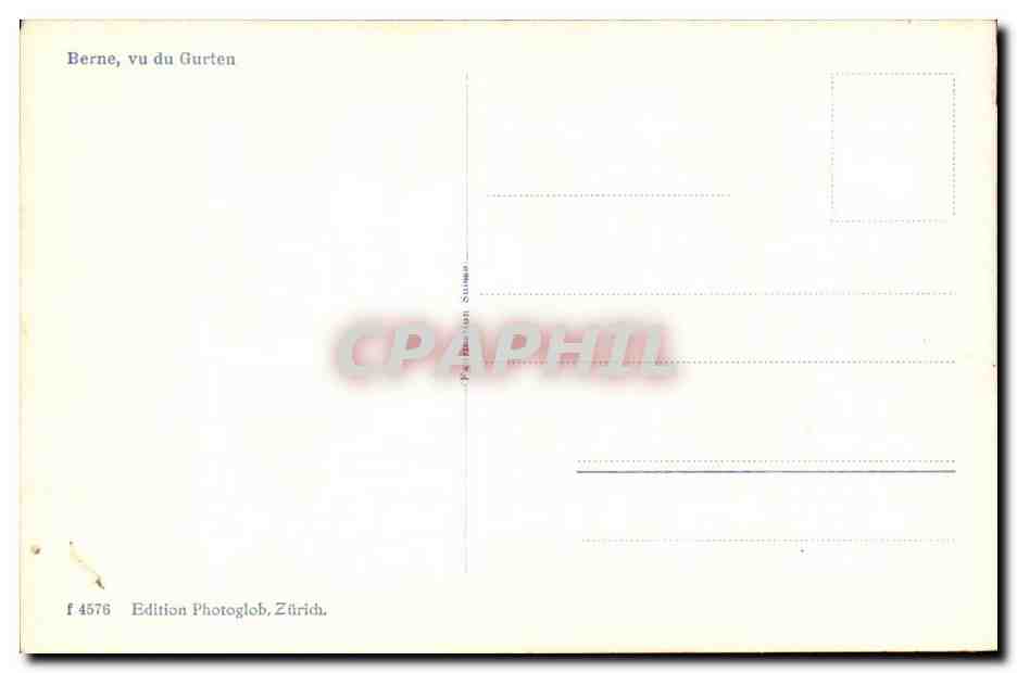 Berne - Bern - Suisse - Schweiz - Bern vom Garten aus -CPA  — Rückseite