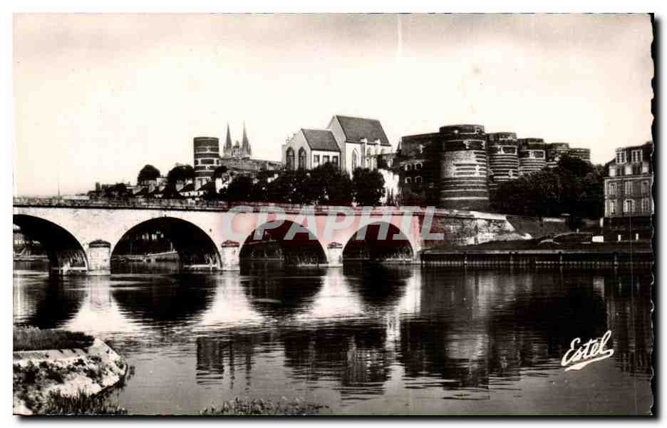Angers - Le Pont de la Basse Chaine le Chateau La Cathedrale - CPA 