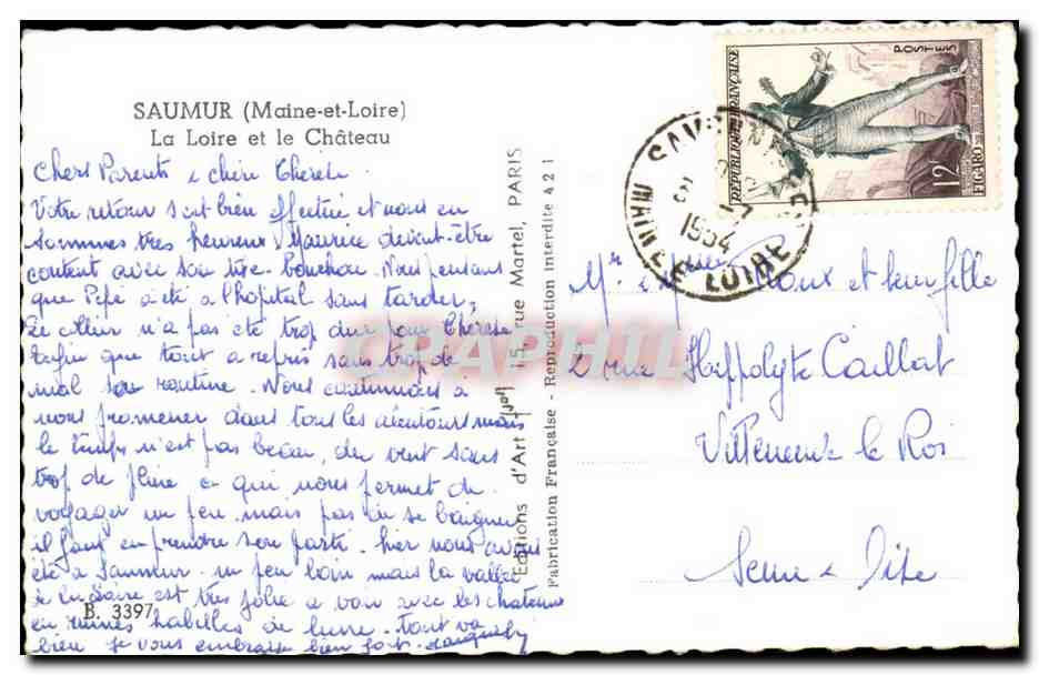 Saumur - La Loire et le Chateau - CPA  — Rückseite