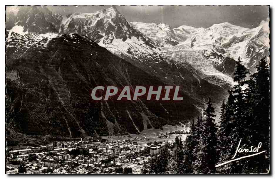 Chamonix - Vue generale L'Aiguille du Midi et le Mont Blanc - CPA 
