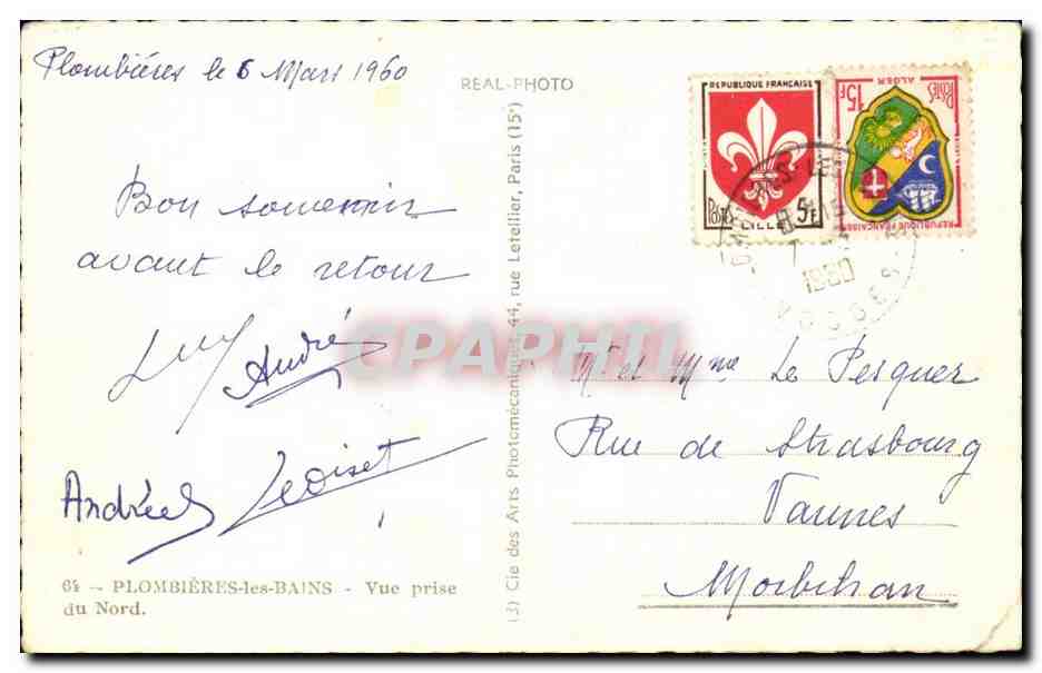 Plombieres les Bains CPA Vue prise du nord — Rückseite