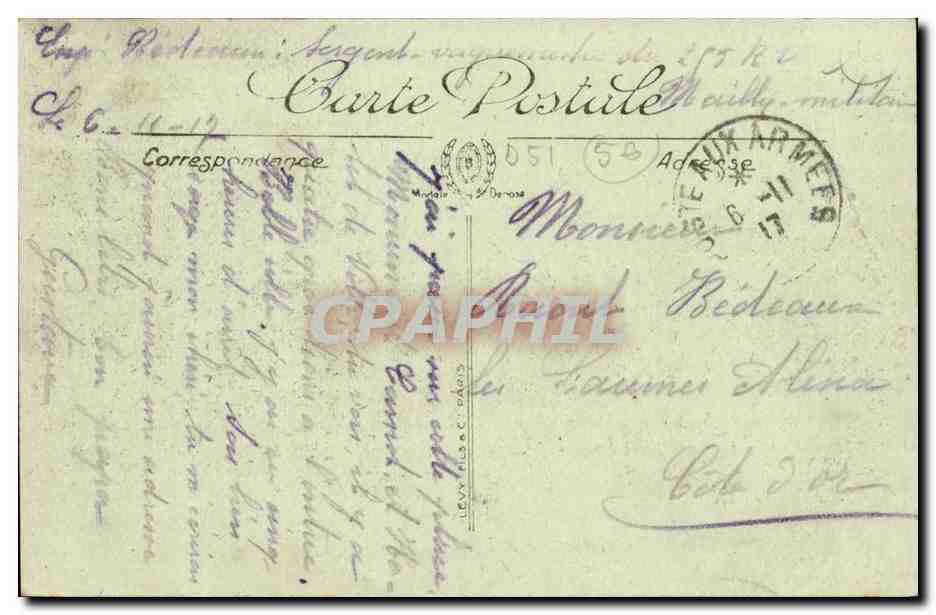 Chalons sur marne CPA Hotel de ville et eglise Notre DAme — Rückseite