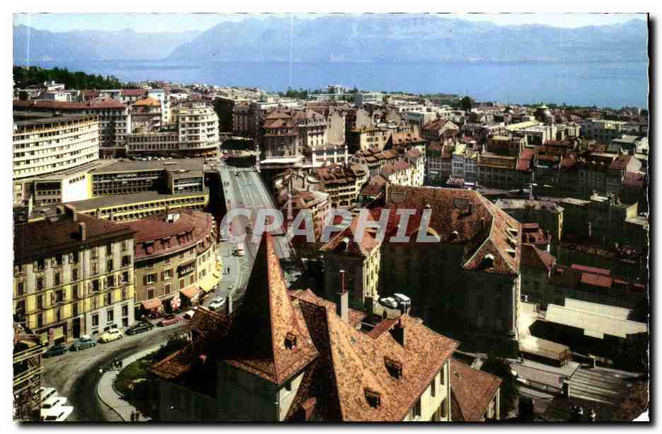 Suisse CPA Lausanne Vue generale et les Alpes 