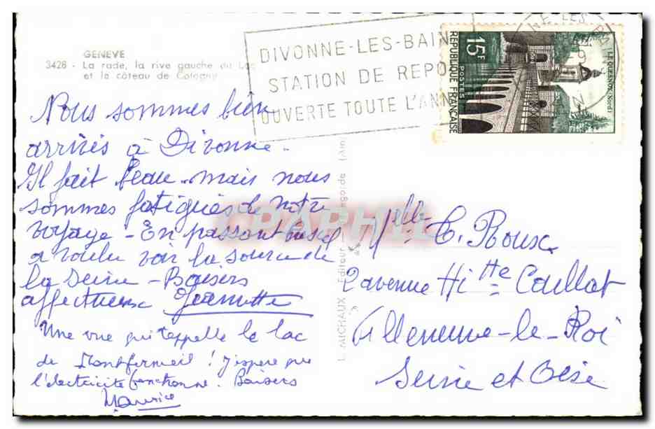 Suisse Geneve CPA La rade La rive gauche du lac et le coteau de Cologny — Rückseite