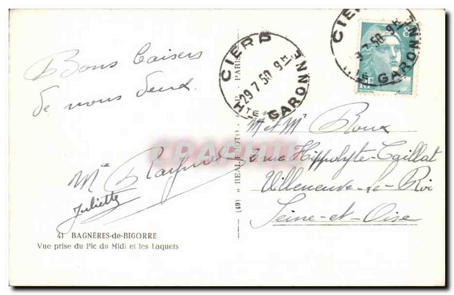 Vue prise du Pic du Midi et les Laquets — Bagnères-de-Bigorre — éditeur Réalphoto — Reverso