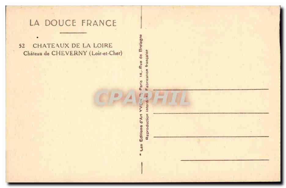 Château de Cheverny — Loir-et-Cher — Éditions d'Art Yvonne — Reverso