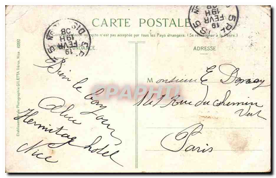 Nice - Jardins des Palmiers et le Casino - CPA  — Rückseite