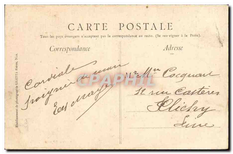 Nice - Promenade des Anglais - CPA  — Rückseite