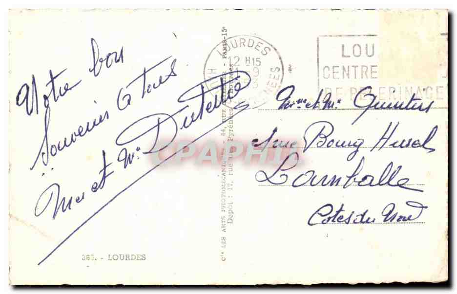 CPA Lourdes — Verso