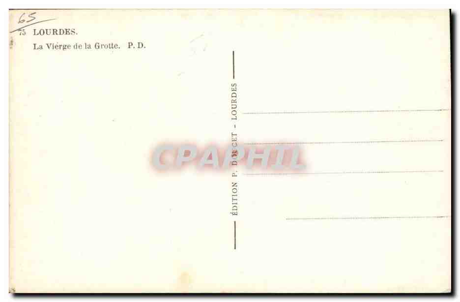 Lourdes CPA La vierge de la grotte — Verso