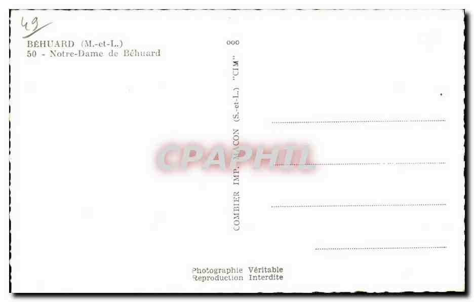 Behuard CPA Notre Dame de Behuard — Verso