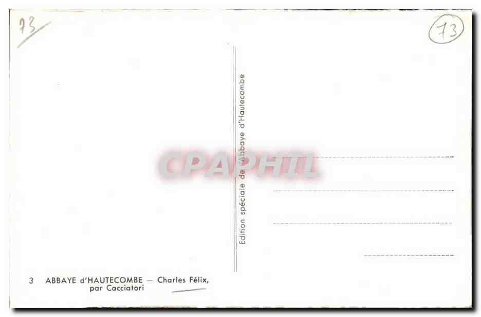 CPA Abbaye d'Hautecombe Charles Felix par Cacciatori — Rückseite