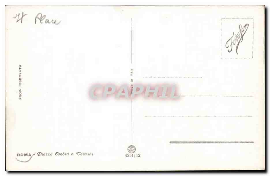 Italie Italia Roma CPA Plazza Esebra a Termini — Rückseite