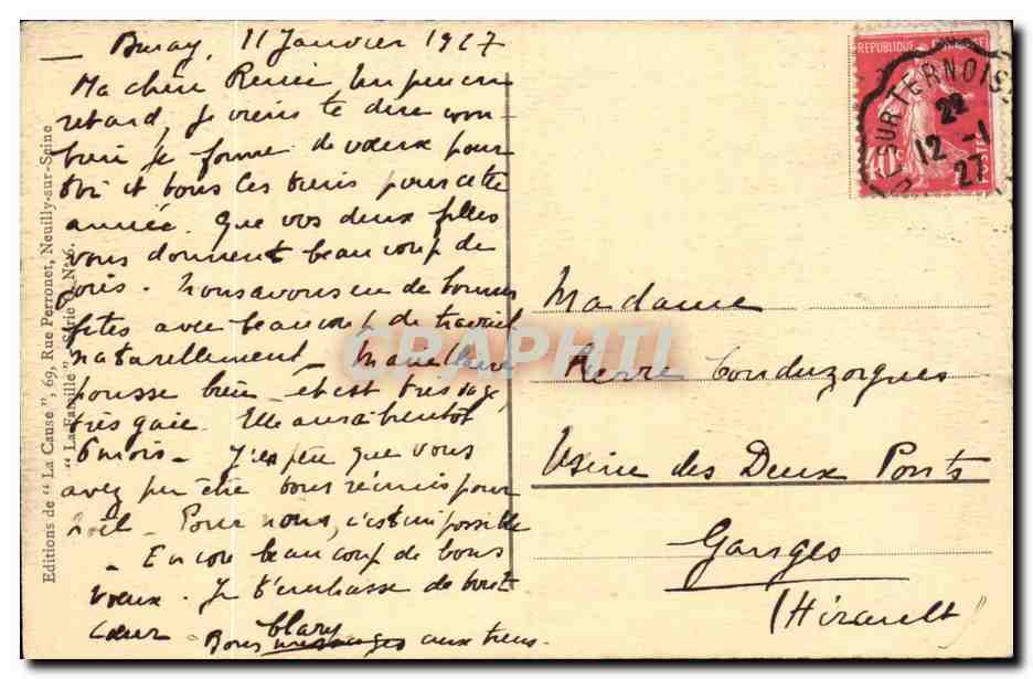 Les premiers pas CPA G Bricard (enfant et femme) — Verso