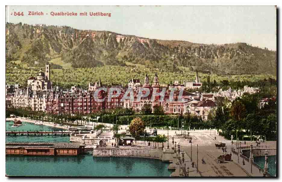 Suisse Zurich CPA Quaibrucke mit Ustliberg