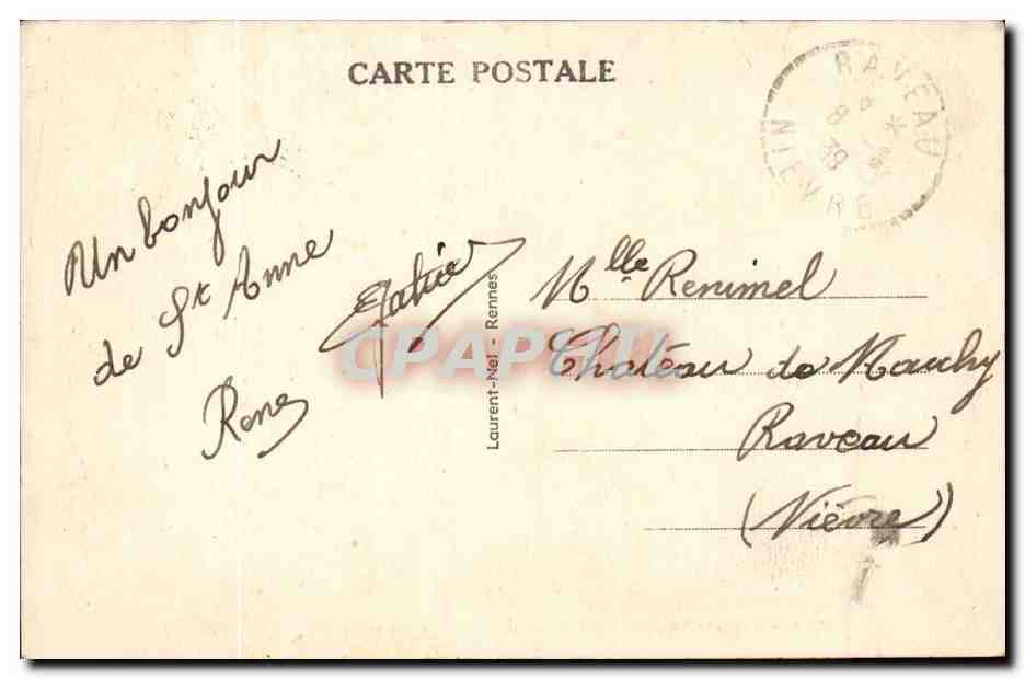 Sainte Anne d'Auvray CPA Le monument aux morts (Menard) — Rückseite