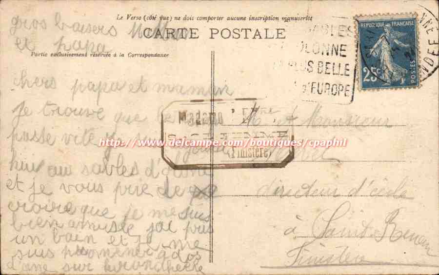 SAbles d'olonne CPA La plage — Rückseite