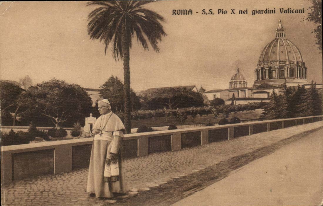 Italie Italia Roma CPA SS Pio X nei giardini Vaticani