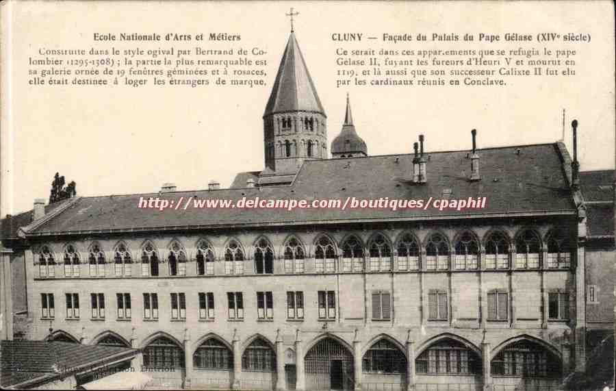 Cluny CPA Facade du palais du pape Gelase Ecole nationale d'arts et metiers