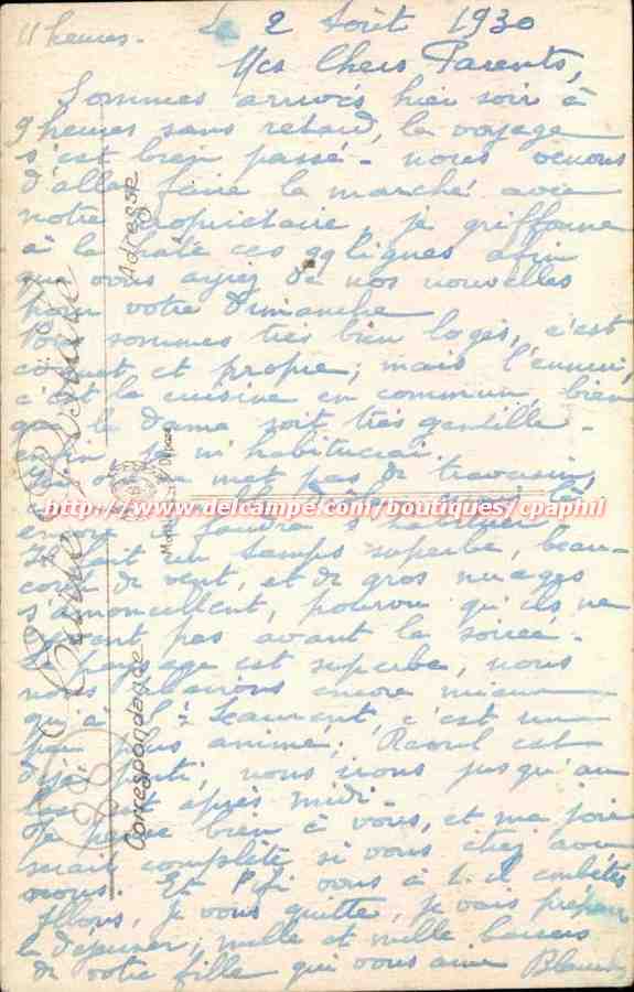 Gerardmer CPA Vallee de Valentin — Verso