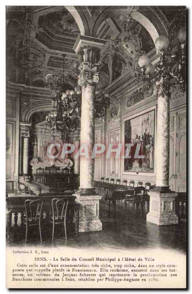 Sens - La Salle du Conseil Municipal à l'Hôtel de Ville — Collection J. D.