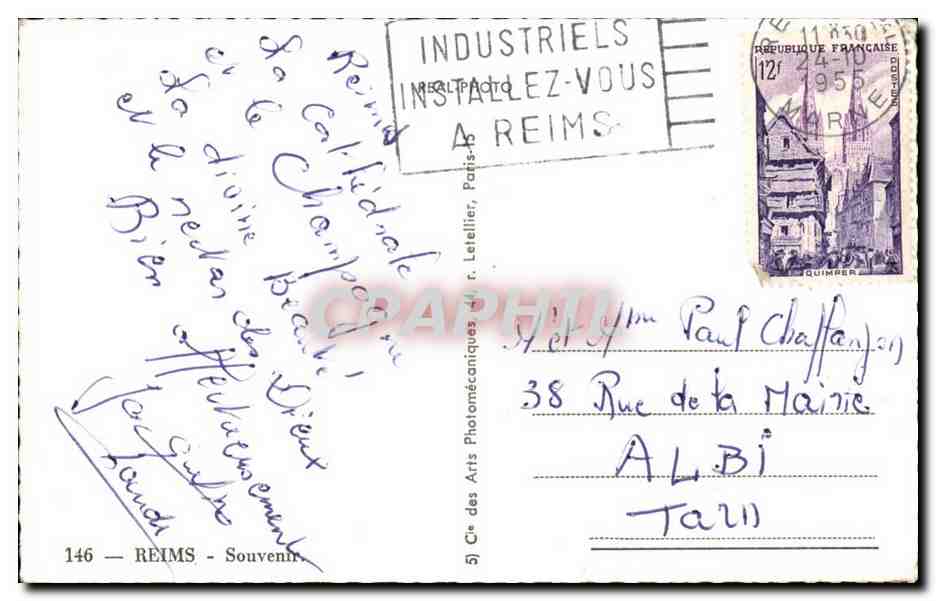 CPA Souvenir de Reims (champagne) — Rückseite