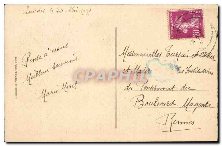 Lourdes CPA Maison paternelle de Bernadette Soubirous — Rückseite