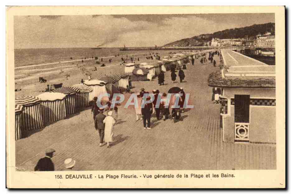 Deauville - La Plage Fleurie - Vue Generale de la Plage et les Bains - CPA 