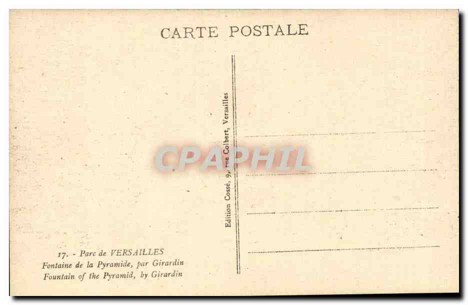 Versailles - Le Parc - Fontaines de la Pyramides par Girardin - CPA  — Rückseite
