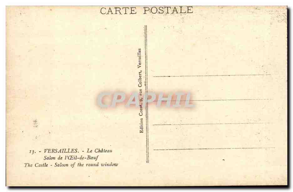 Versailles - Le Chateau - Soon de l'Oeil de Boeuf - CPA  — Rückseite