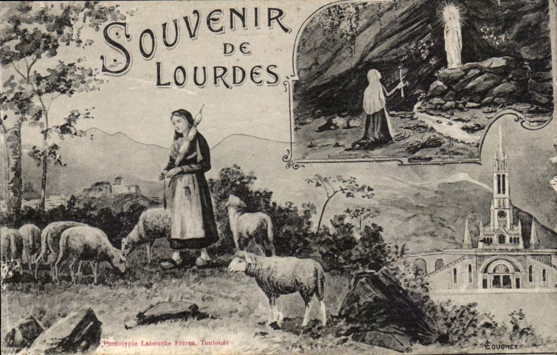 Lourdes - Souvenir de Lourdes - mouton - sheep - CPA 
