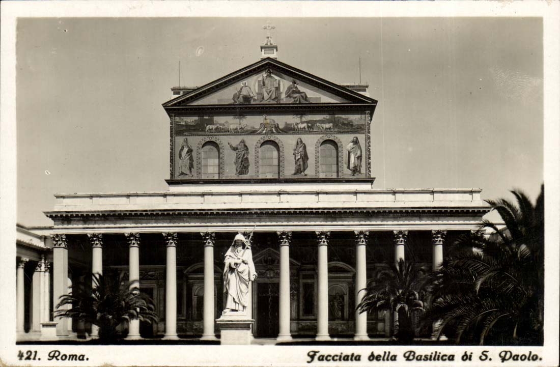 Italie Italia Roma CPA Facciata della Basilica di S paolo