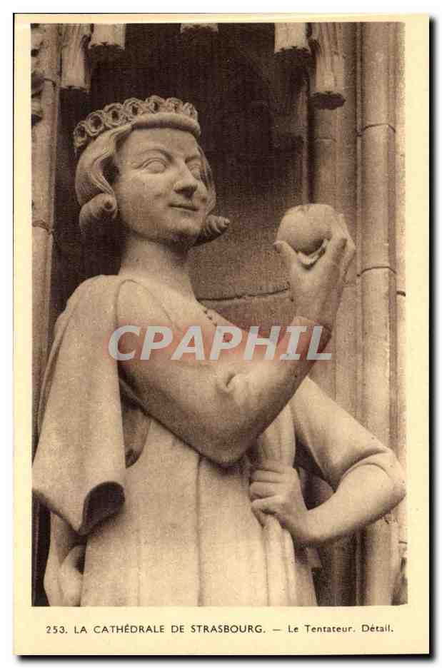 CPA Cathedrale de Strasbourg Tentateur DEtail