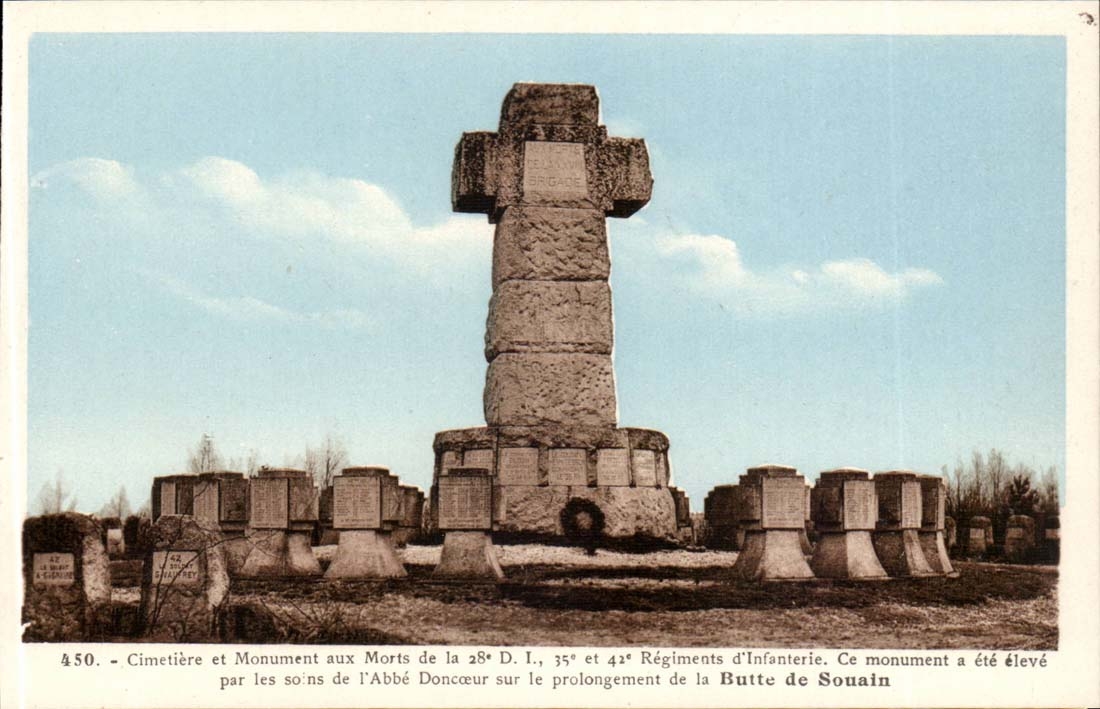 CPA Cimetiere et monument aux morts de la 28eme DI Butte de Souain