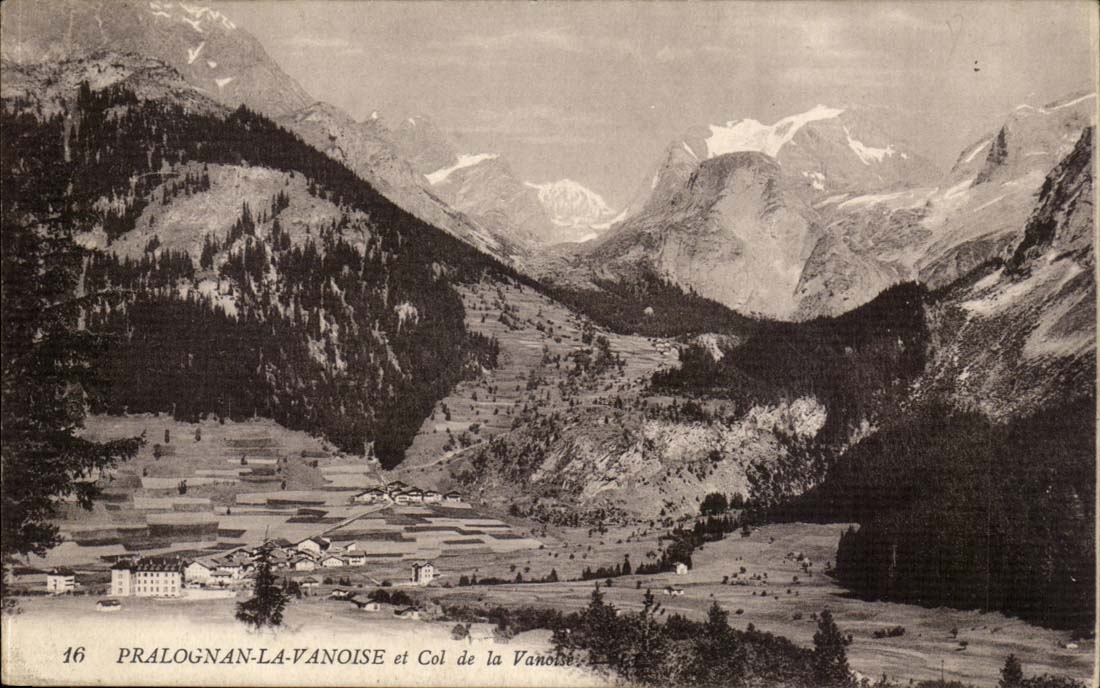 Pralognan-la-Vanoise et Col de la Vanoise — vue panoramique alpine — éditeur inconnu, n° 16