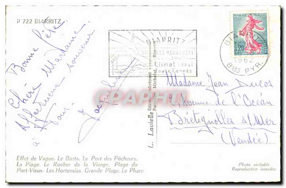 Biarritz - Souvenir - CPA  — Verso