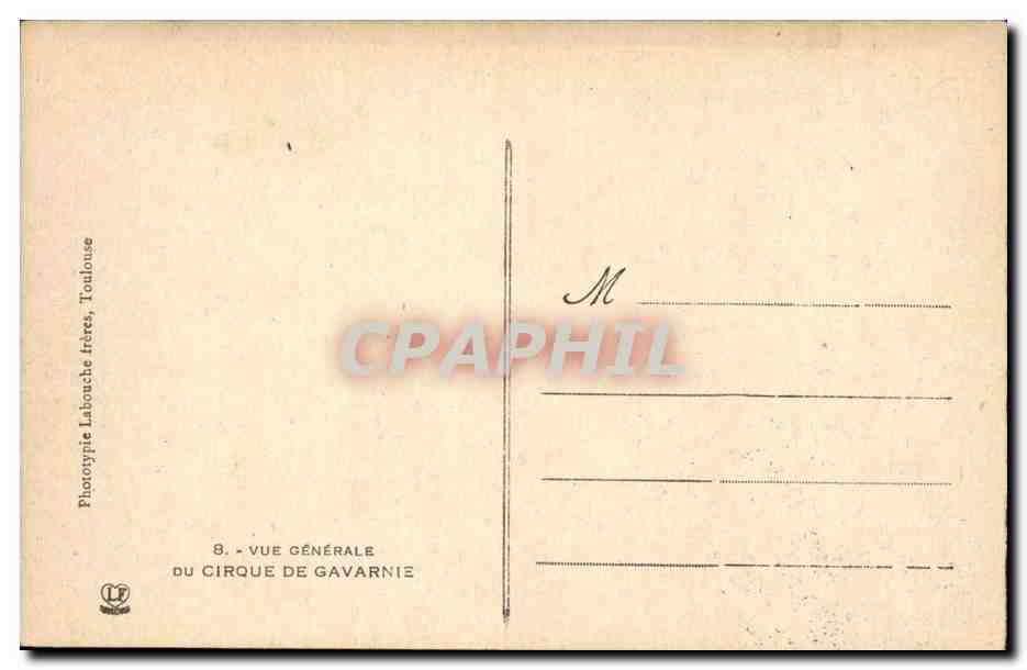 Cirque du Gavarnie - Vue Generale CPA  — Verso