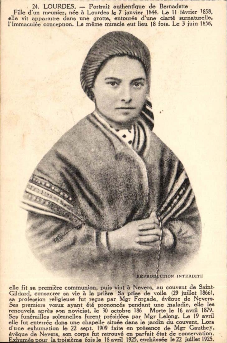 Lourdes - Portrait authentique de Bernadette CPA 