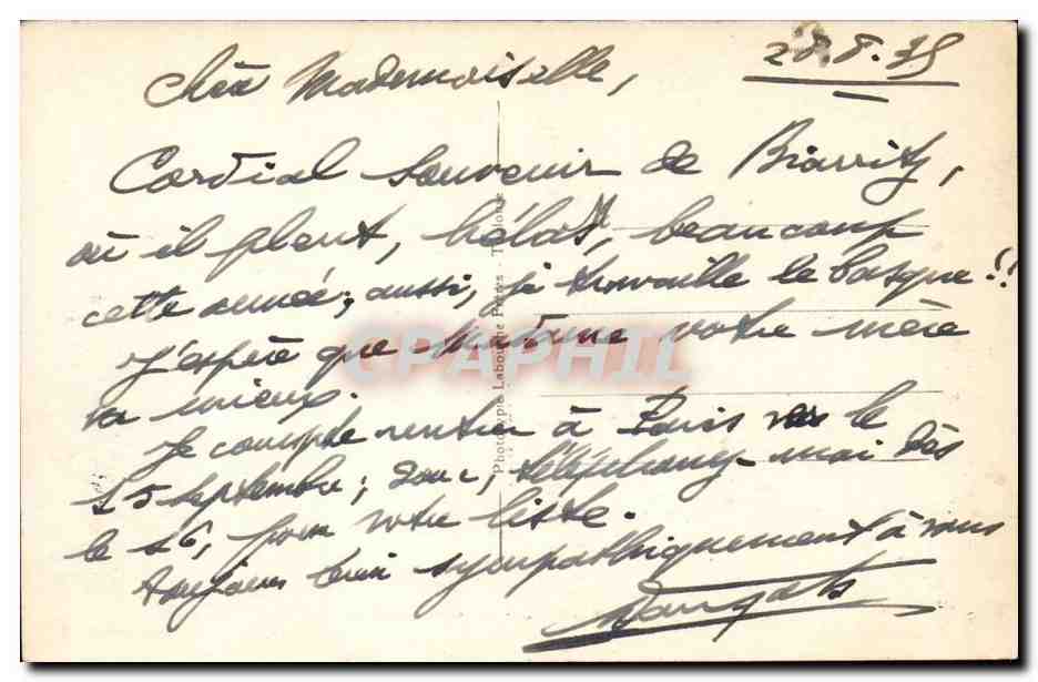 Biarritz - Le Casino Bellevue — éditeur L.F. Toulouse, n° 1186 — Verso