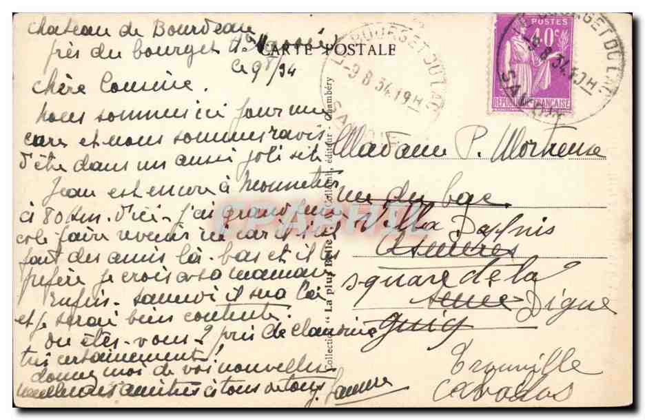 Lac Bourget - Chateau de Bourdeau Le Port et le Mont du Chat CPA  — Verso