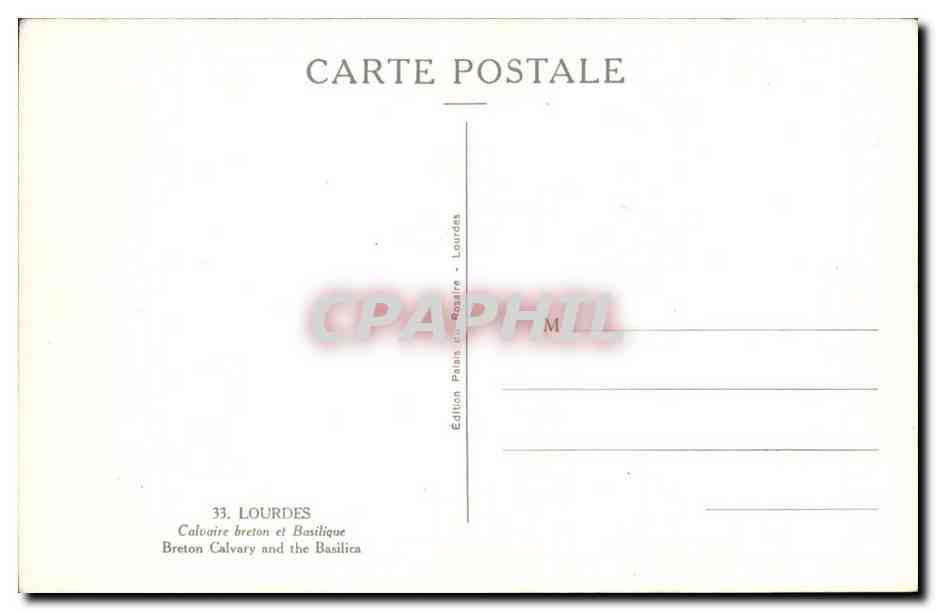 Lourdes - Calvaire breton et Basilique - CPA  — Verso