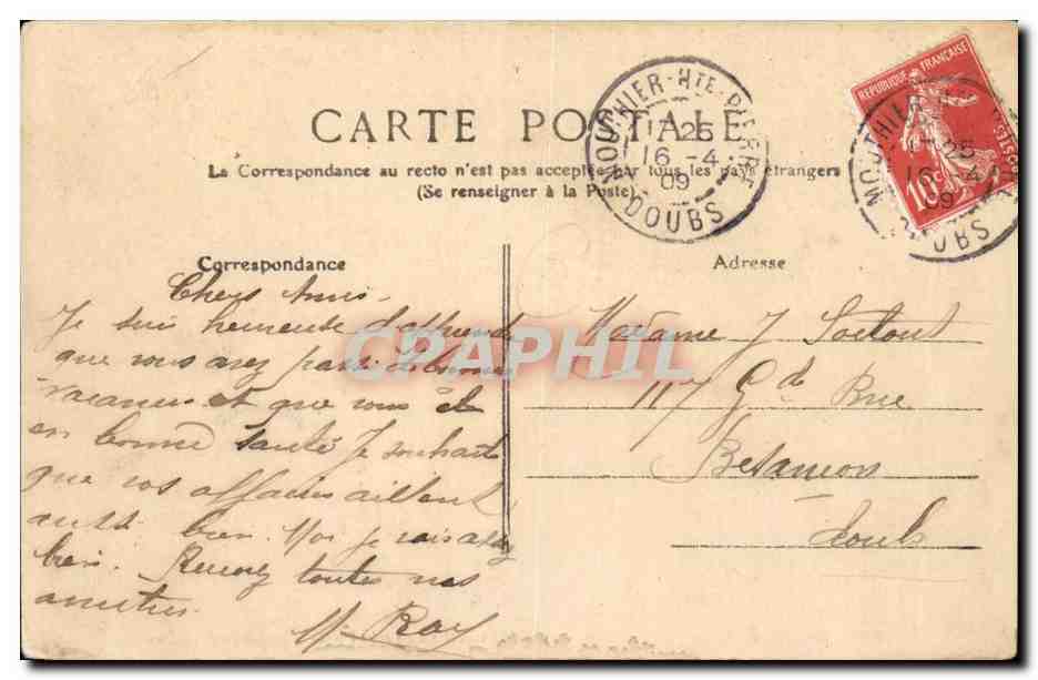 Consolation - La Roche Percée — vue du site rocheux avec un trou d'entrée et un cheval à l'entrée — éditeur non identifié — Verso