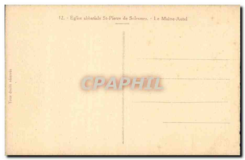Eglise abbatiale St Pierre de Solesmes - Le Maitre Autel - CPA  — Verso
