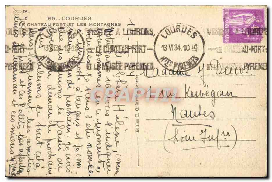 Lourdes - Chateau Fort et les Montagnes - CPA  — Verso